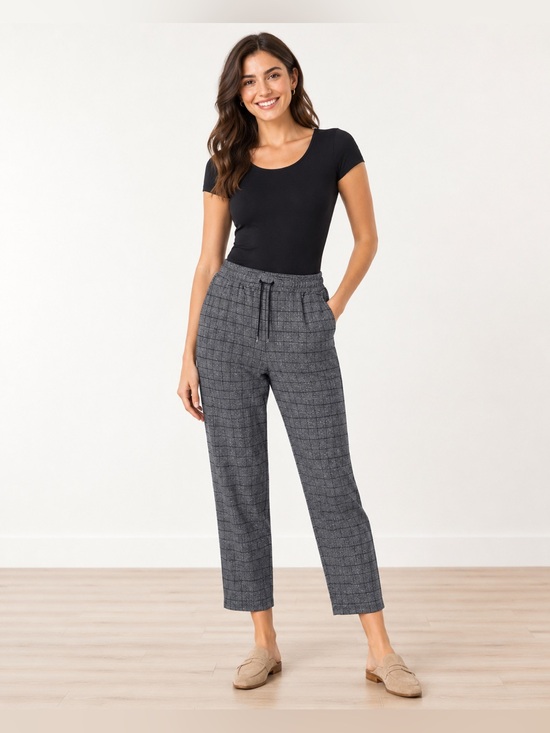 a new day Pants - A New Day Gray Plaid Pull-On Ankle Pants Women’s Size L